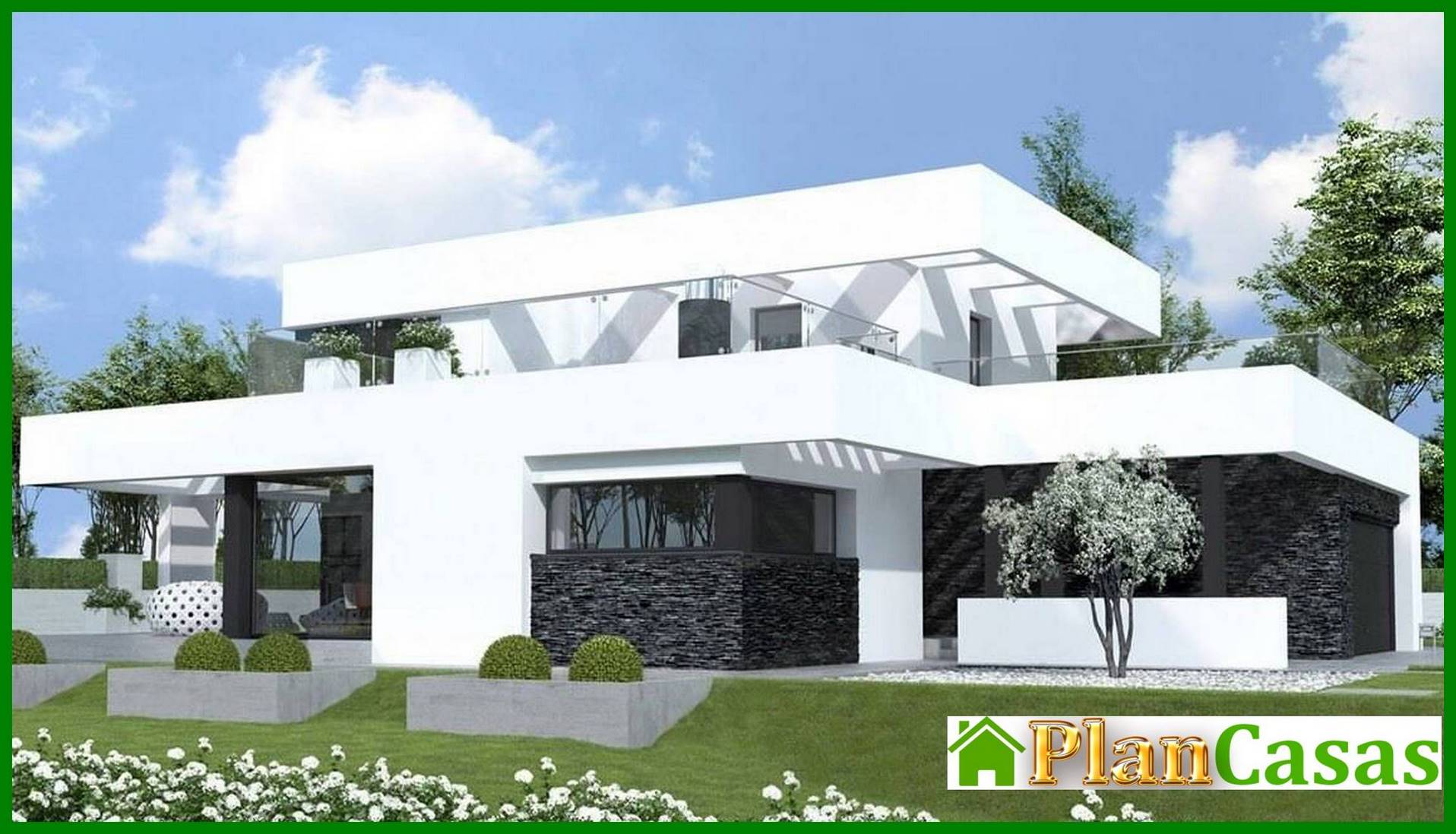 Visualization gallery - Beautiful project of a two-story house in the style of minimalism