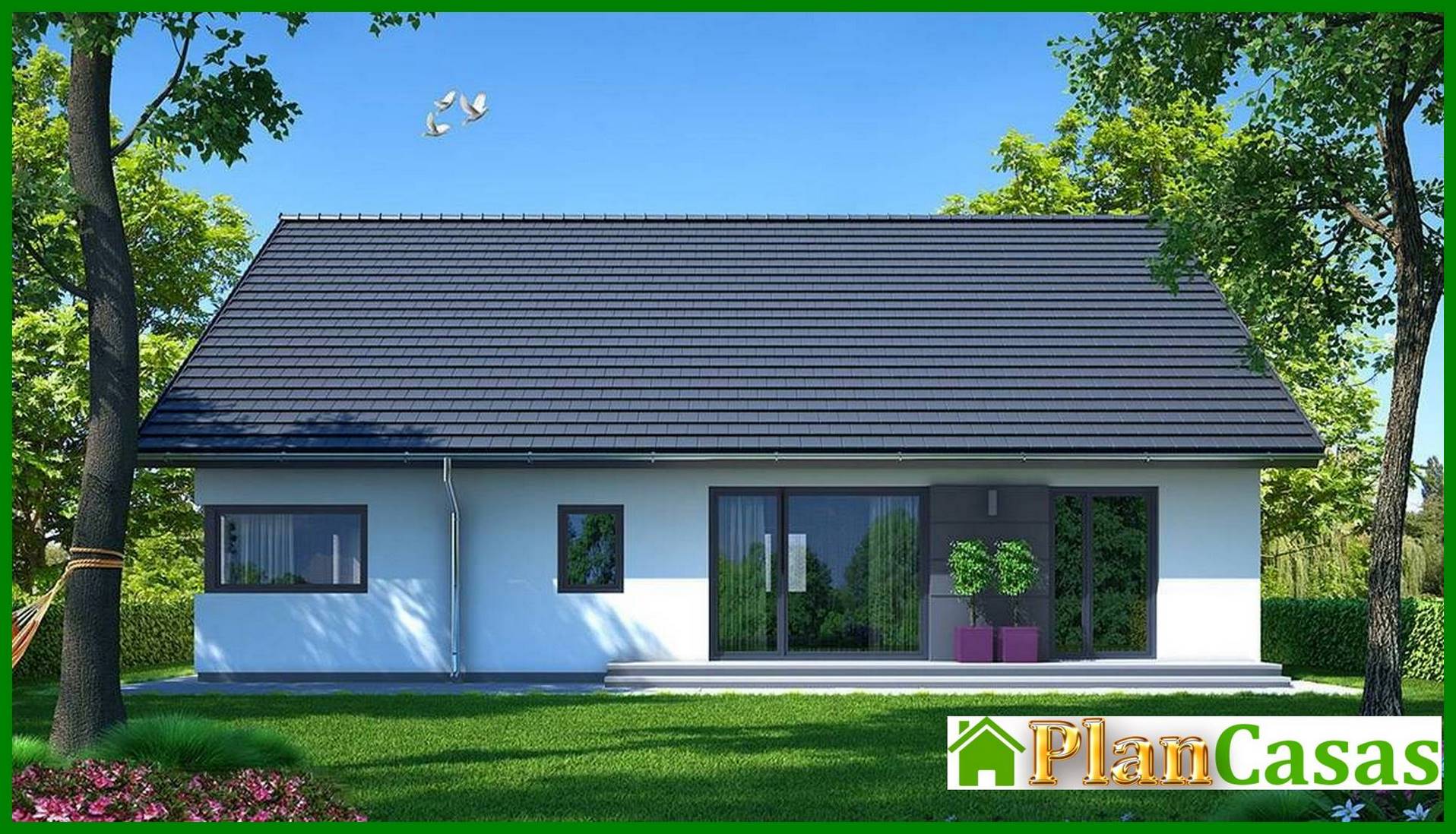 Project of a modern residential building with garage and attic