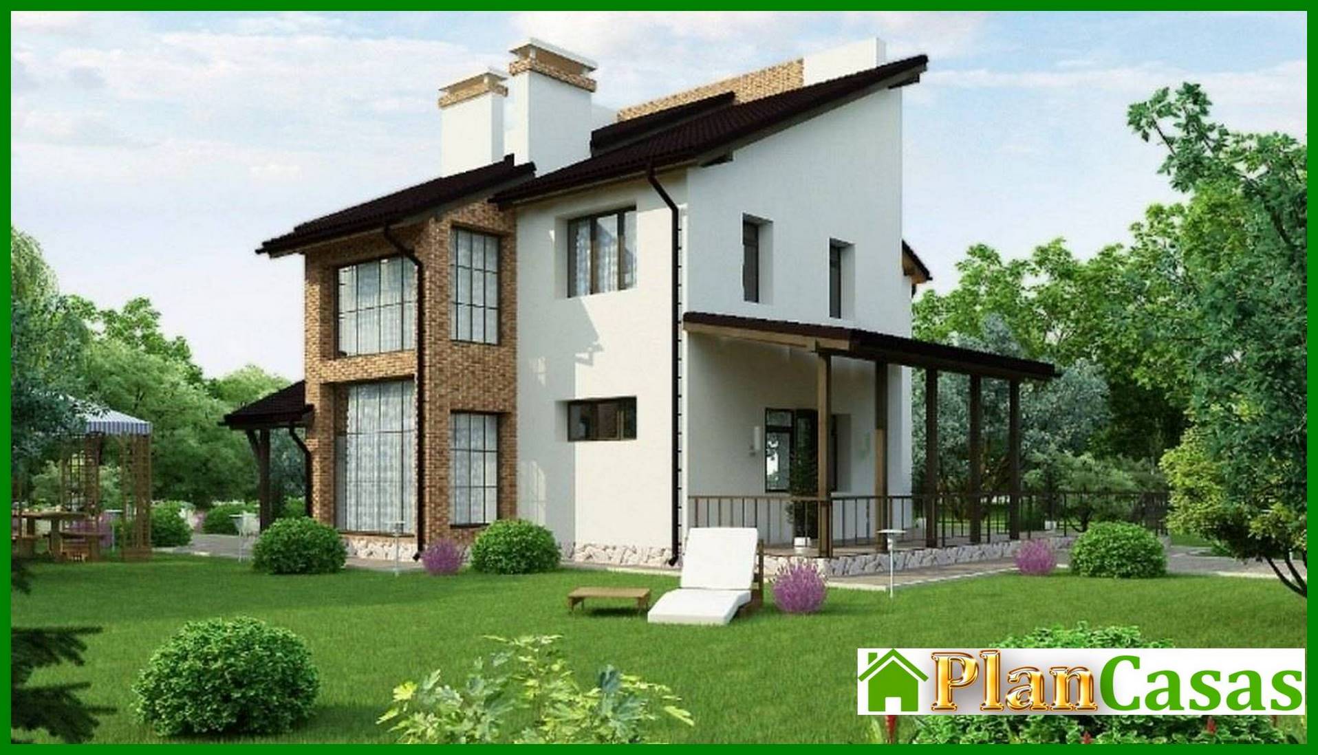 Galería de visualizaciones - Casa luminosa de dos plantas con un techo inusual