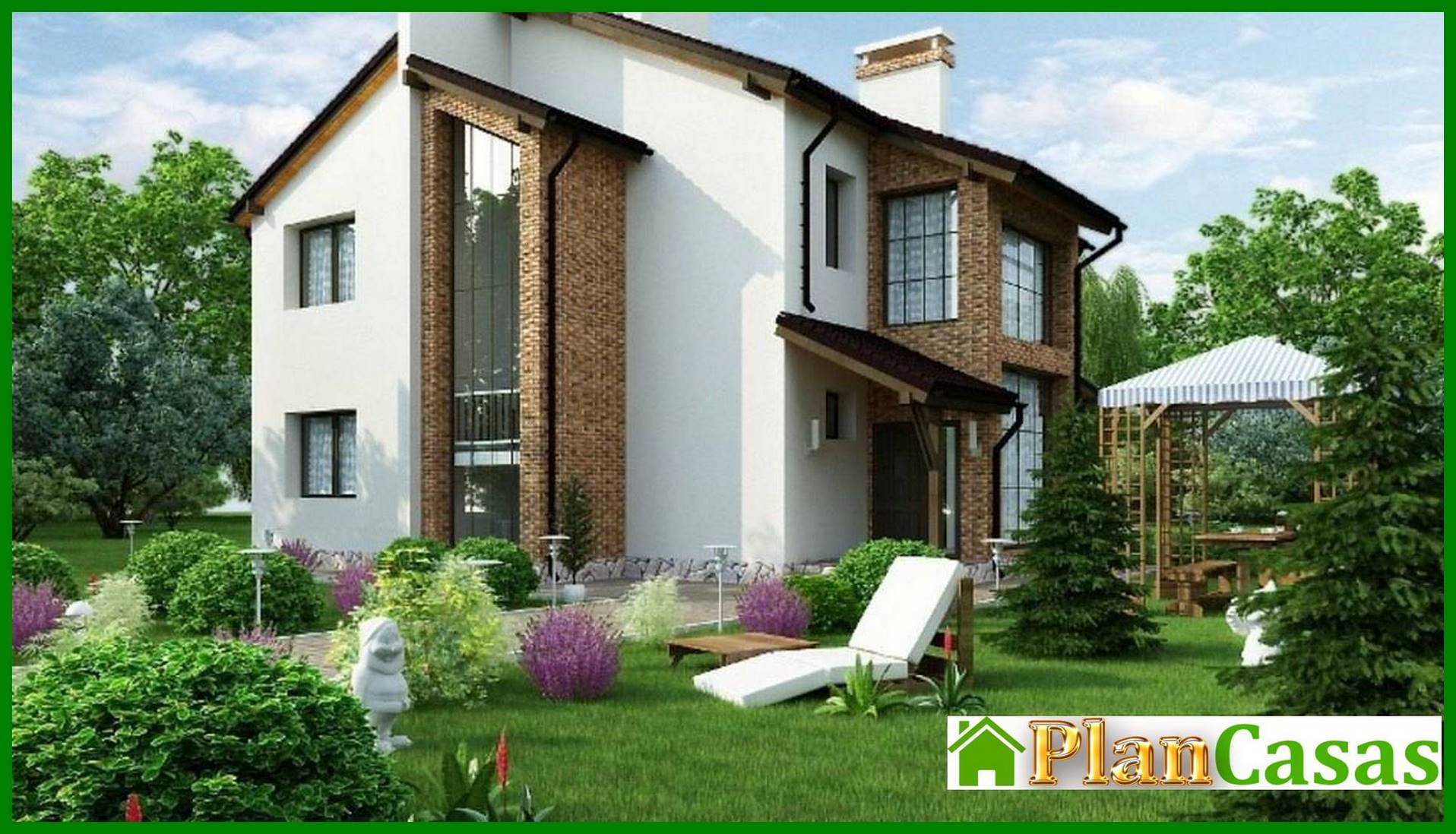 Casa luminosa de dos plantas con un techo inusual