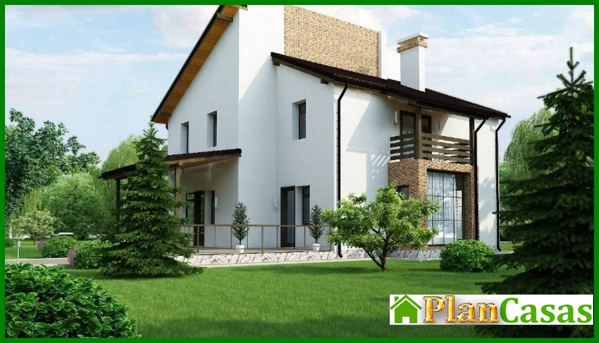 Galería de visualizaciones - Casa luminosa de dos plantas con un techo inusual