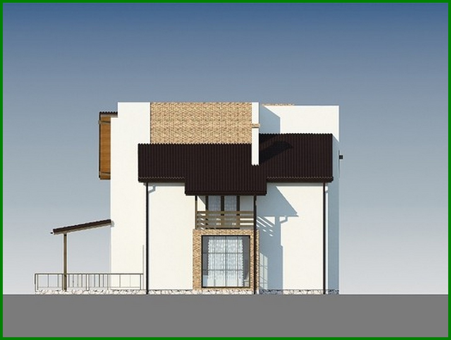 Galería de visualizaciones - Casa luminosa de dos plantas con un techo inusual