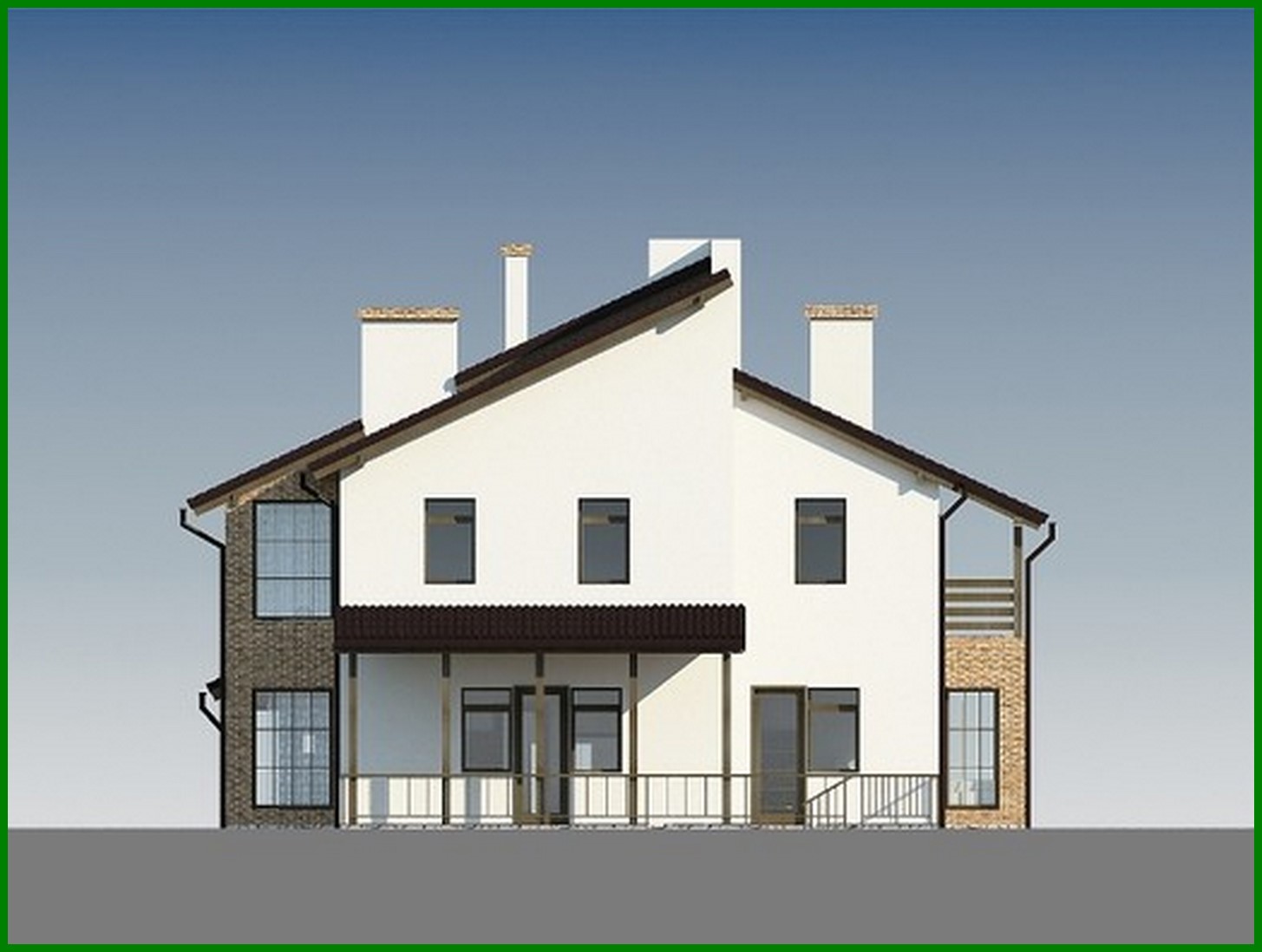 Galería de visualizaciones - Casa luminosa de dos plantas con un techo inusual