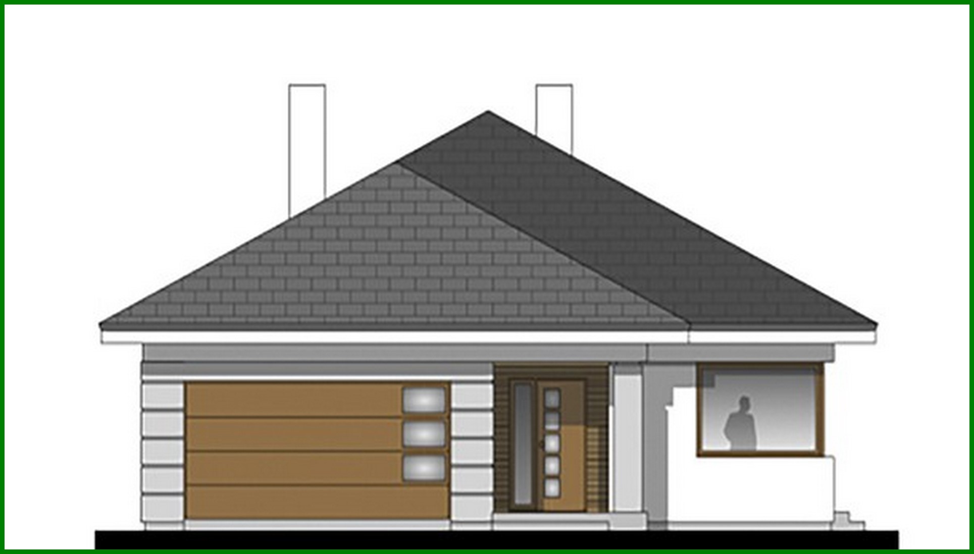 Galería de visualizaciones - Amplio edificio residencial de una planta con sala de estar en el centro