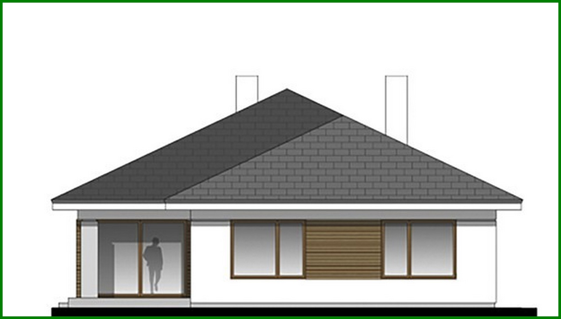 Galería de visualizaciones - Amplio edificio residencial de una planta con sala de estar en el centro