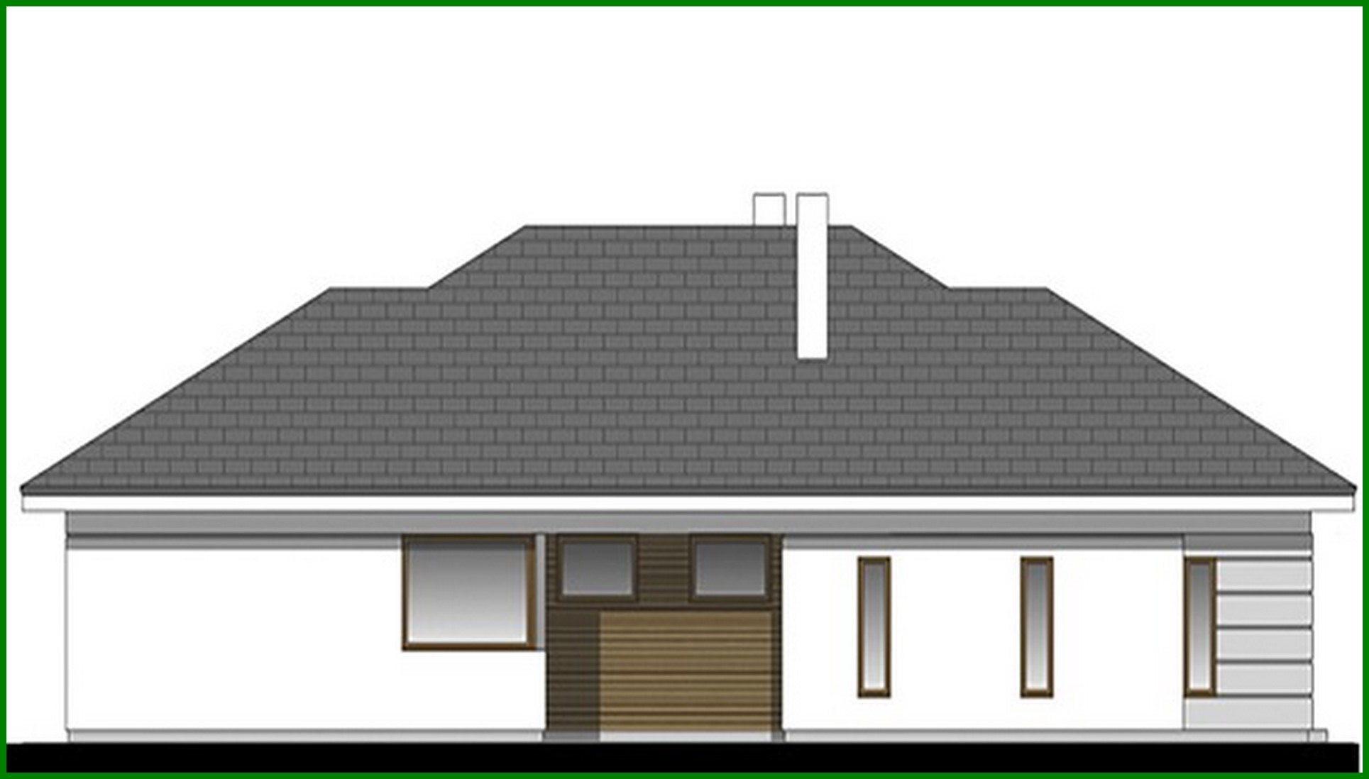 Galería de visualizaciones - Amplio edificio residencial de una planta con sala de estar en el centro