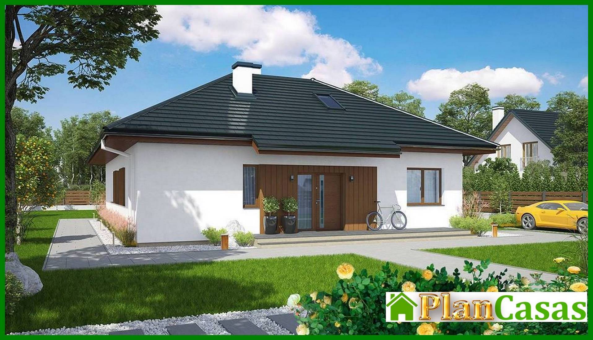 Galería de visualizaciones - Casa residencial presentable con una veranda semicerrada