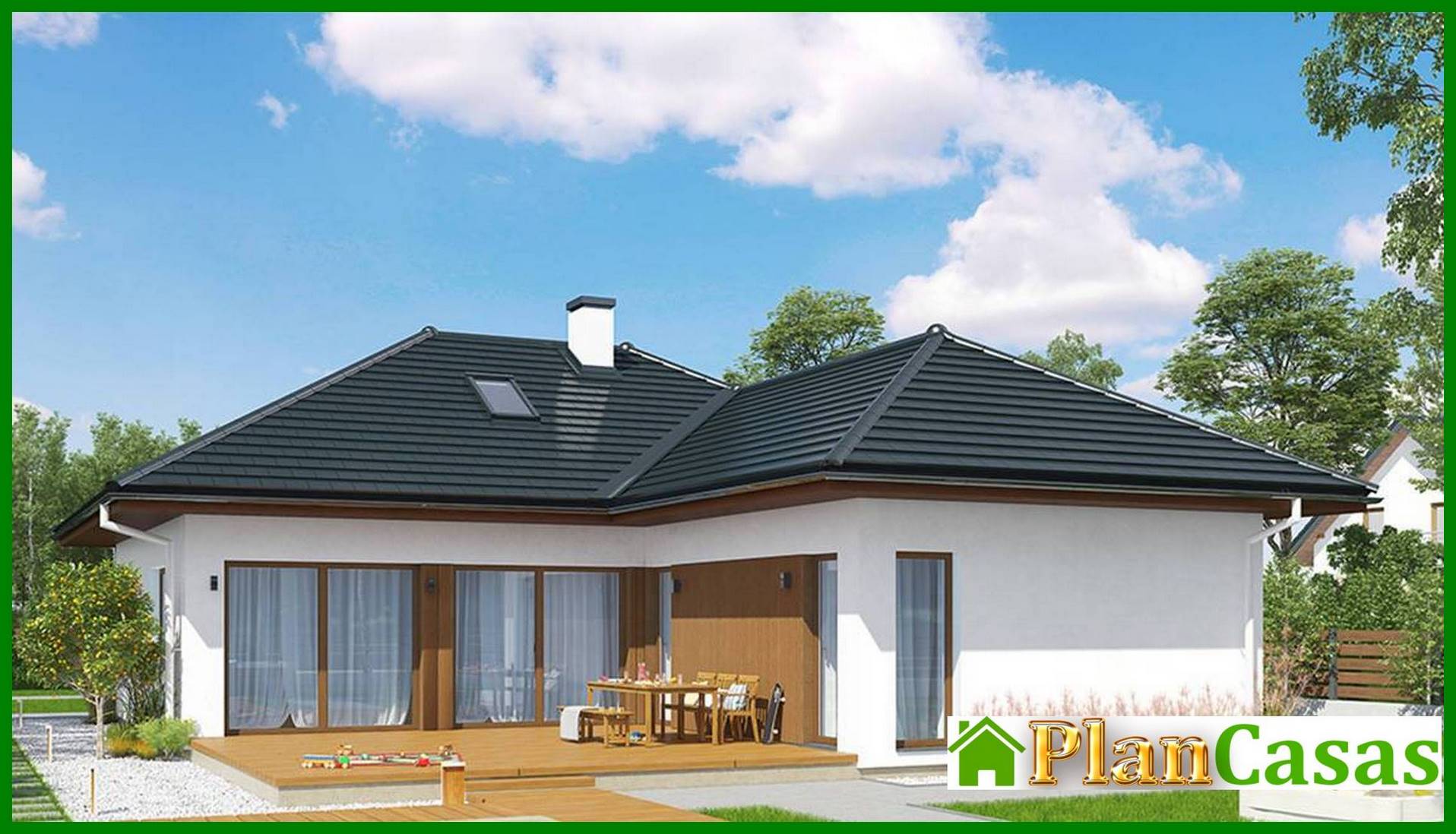 Galería de visualizaciones - Casa residencial presentable con una veranda semicerrada