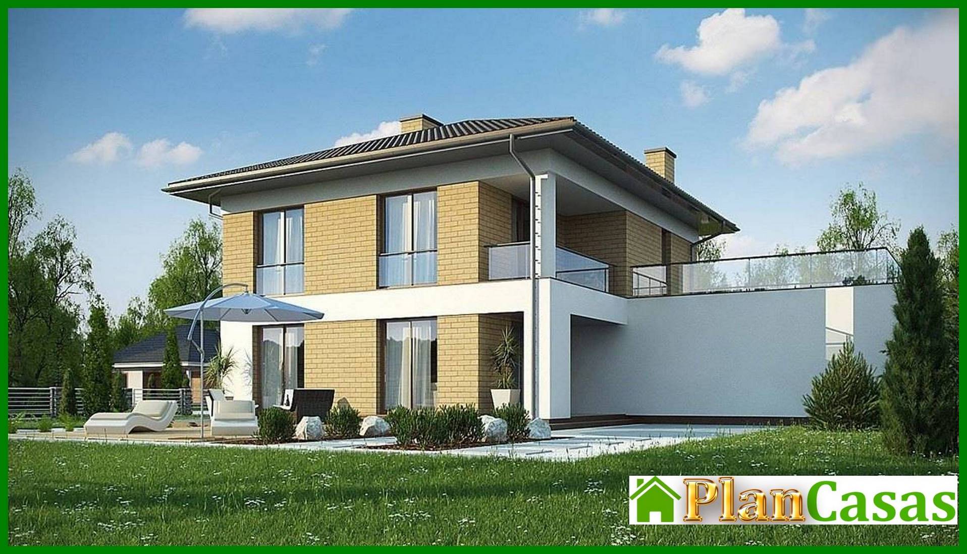 Galería de visualizaciones - Pequeña casa de dos plantas con garaje anexo