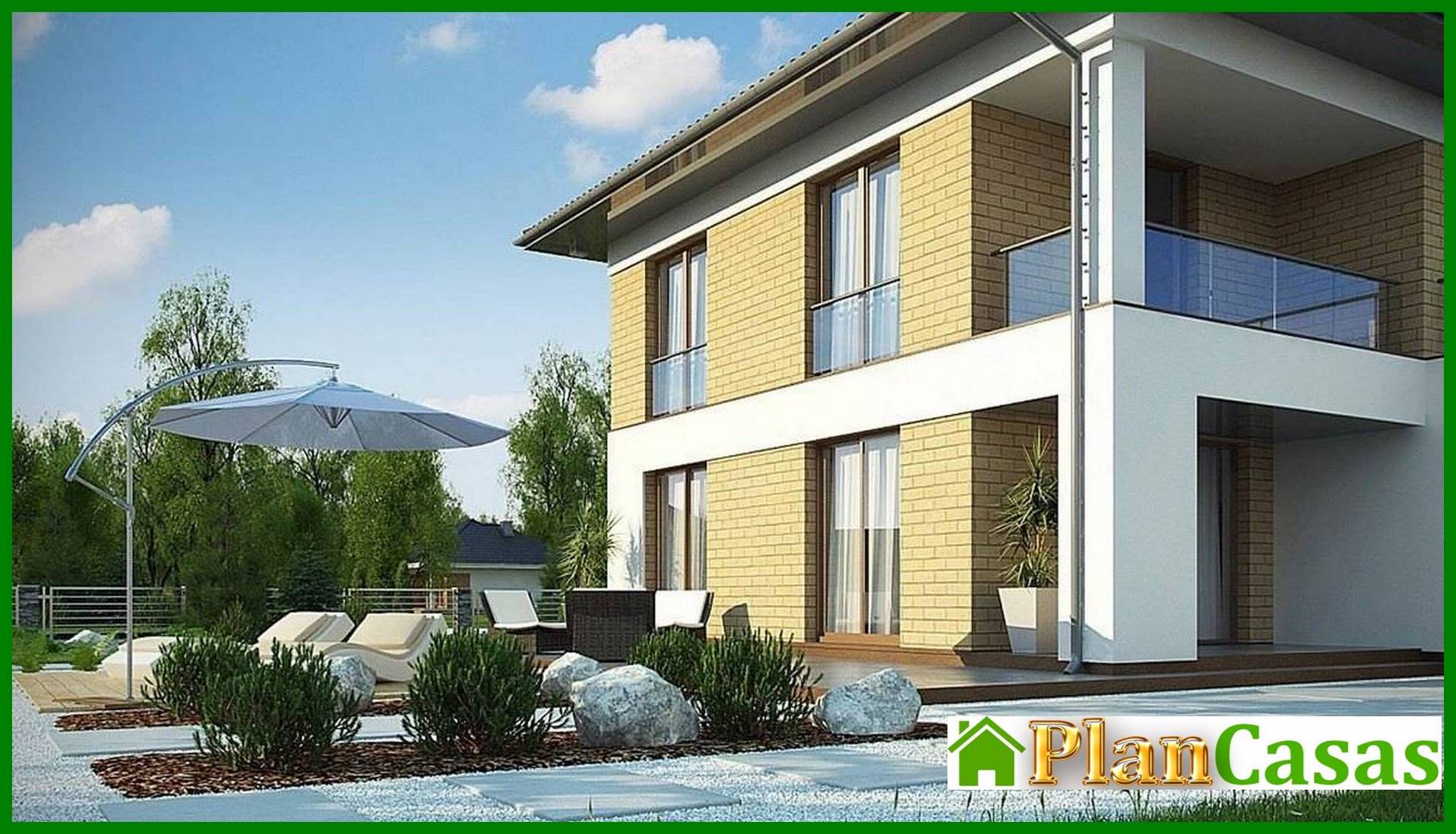 Galería de visualizaciones - Pequeña casa de dos plantas con garaje anexo