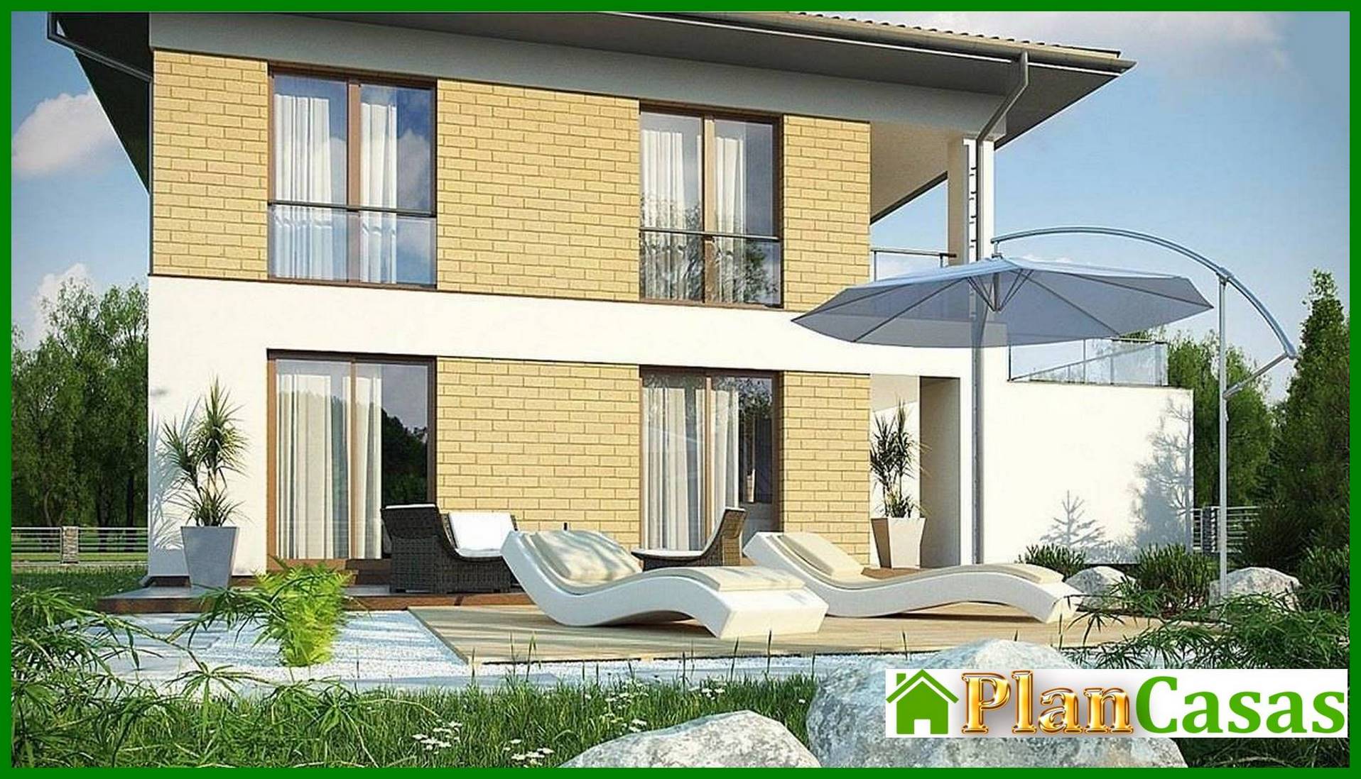 Galería de visualizaciones - Pequeña casa de dos plantas con garaje anexo