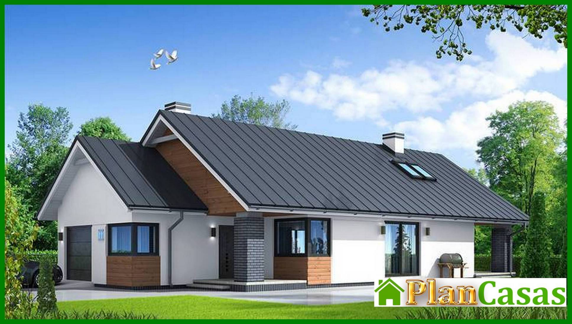 Stylish two-story country house with a garage