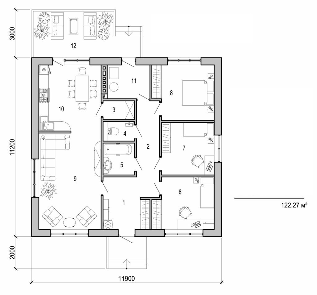 Galería de visualizaciones - Casa de una planta