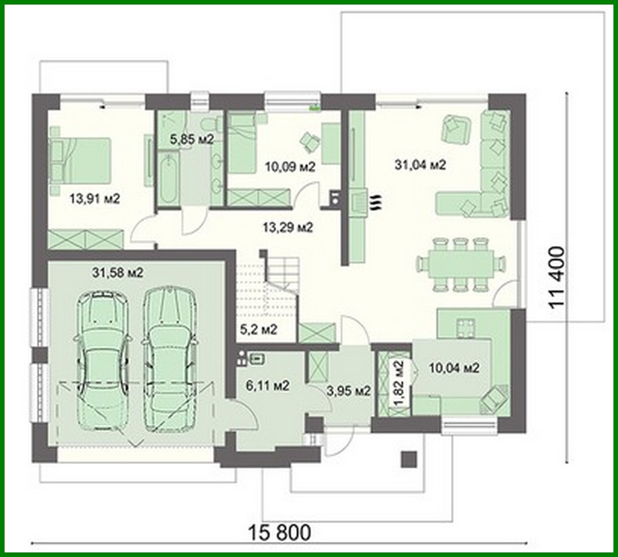 Visualization gallery - Five-bedroom apartment building with a spacious garage