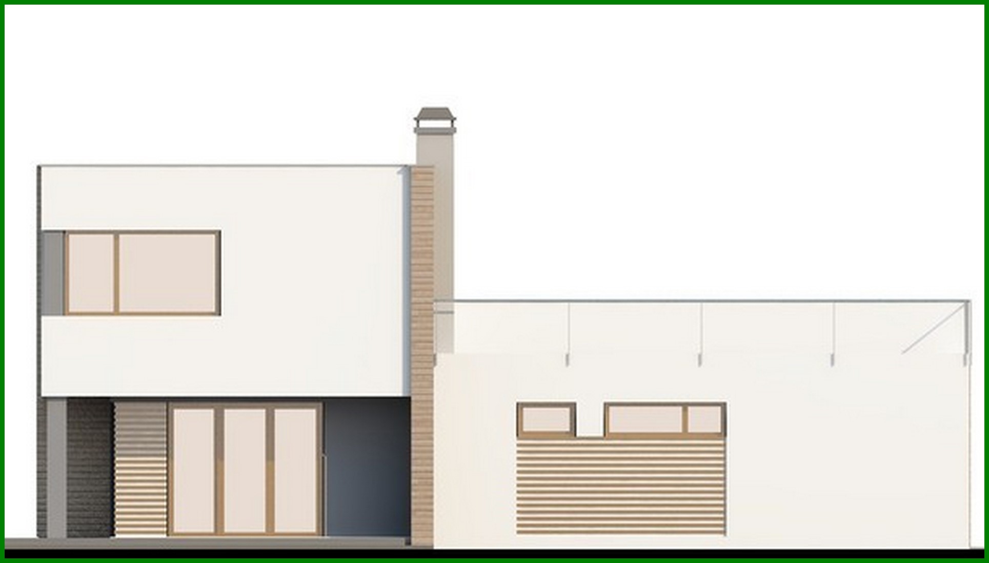 Galería de visualizaciones - Proyecto de una casa modernista de dos plantas con una terraza sobre el garaje