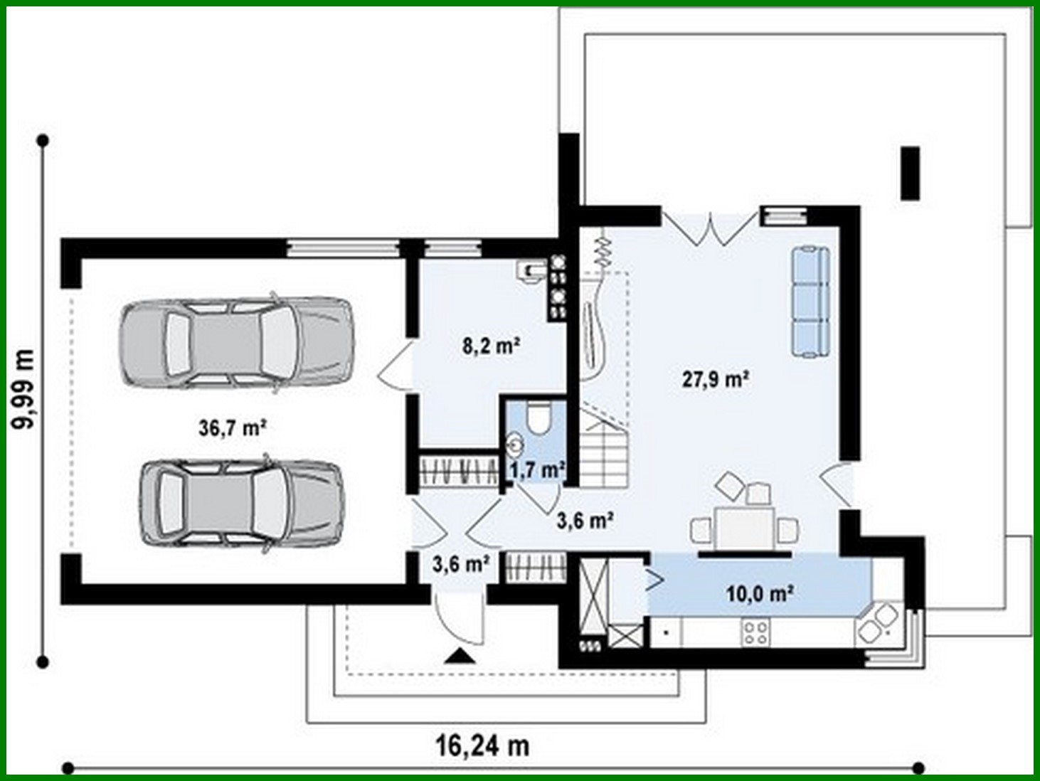 Galería de visualizaciones - Proyecto de una casa modernista de dos plantas con una terraza sobre el garaje