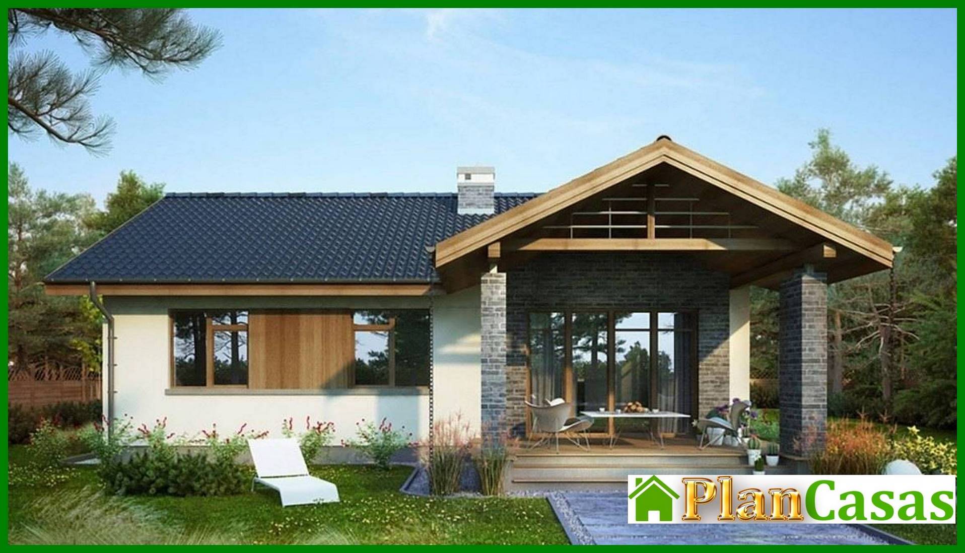 One-Floor Three-Bedroom Country House