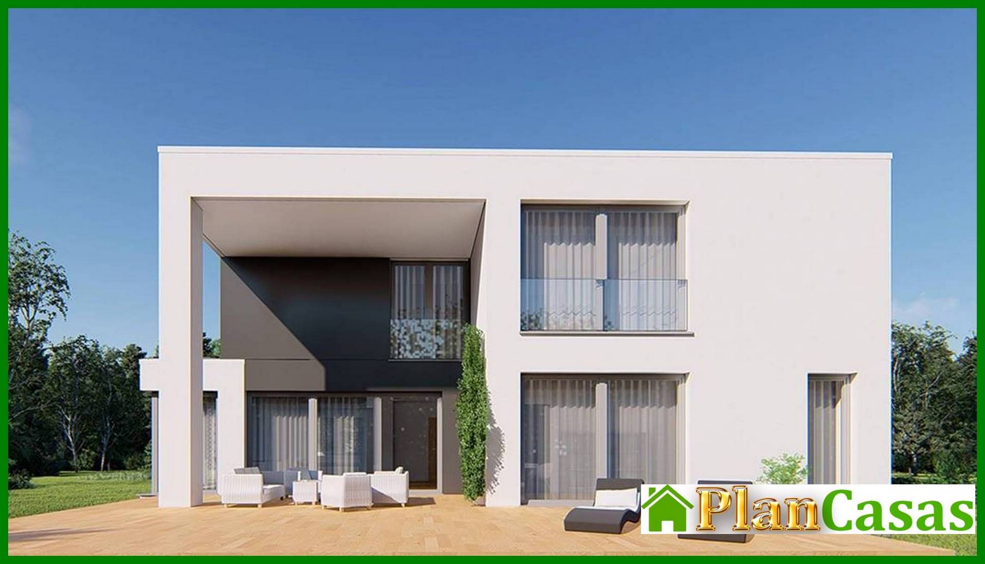 Galería de visualizaciones - Casa de dos plantas con sala común en la segunda planta