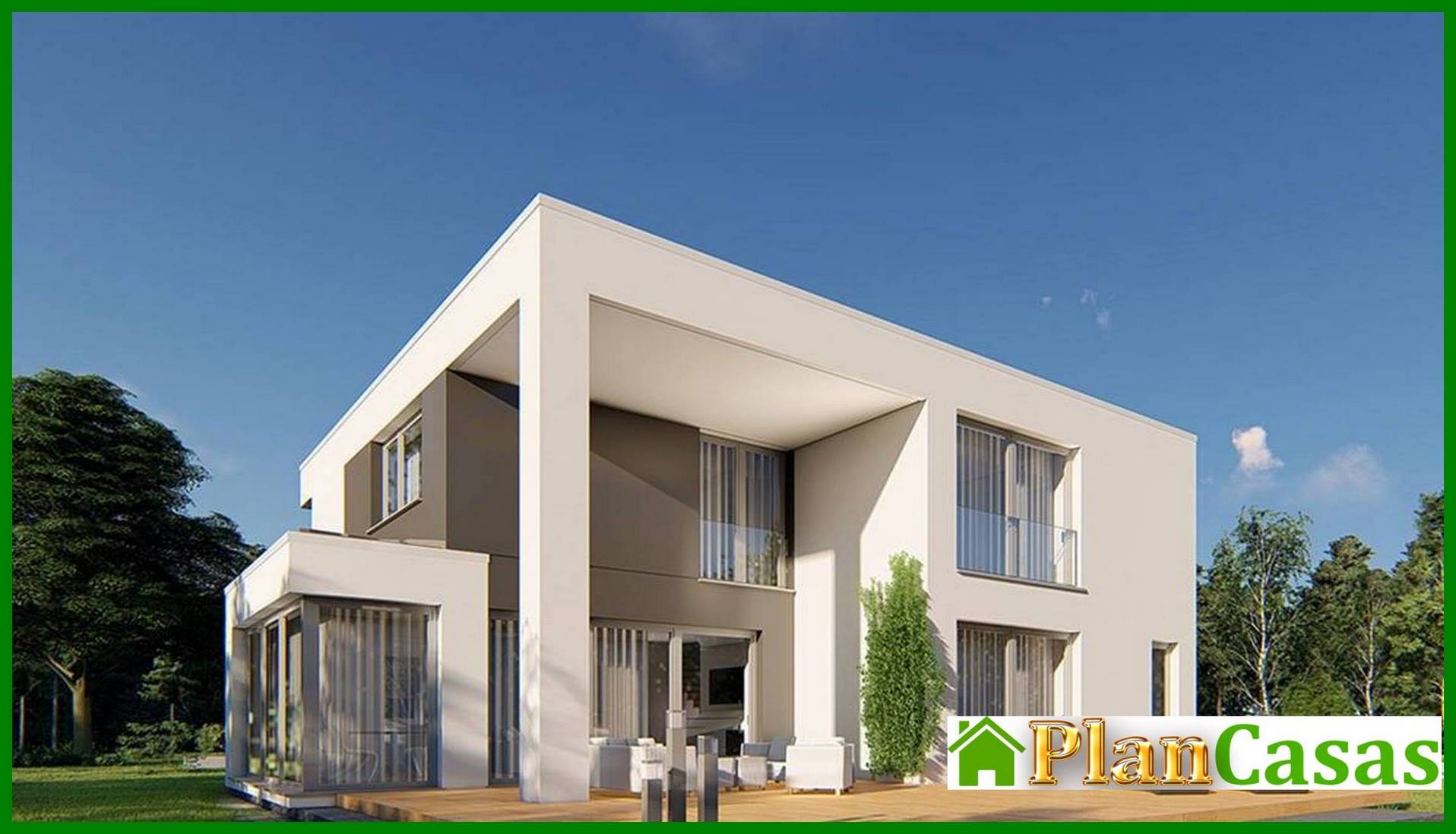 Casa de dos plantas con sala común en la segunda planta