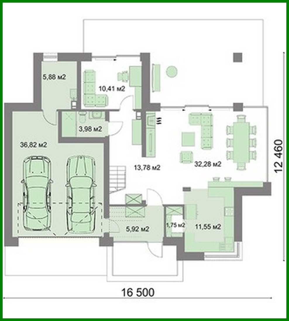 Galería de visualizaciones - Casa de dos plantas con sala común en la segunda planta