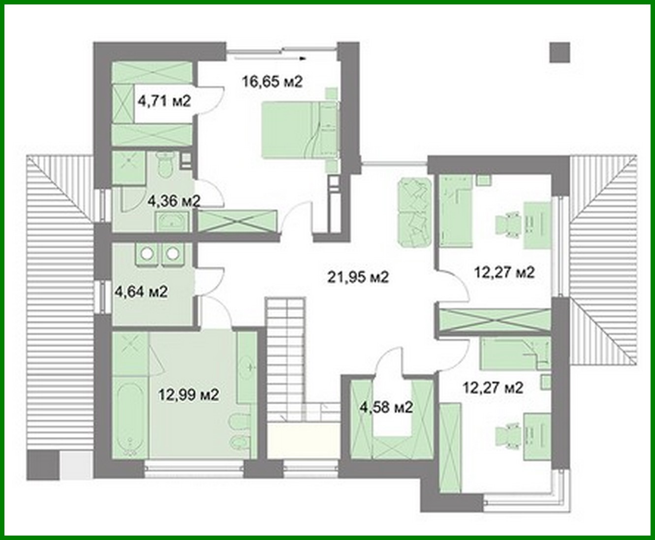 Galería de visualizaciones - Casa de dos plantas con sala común en la segunda planta
