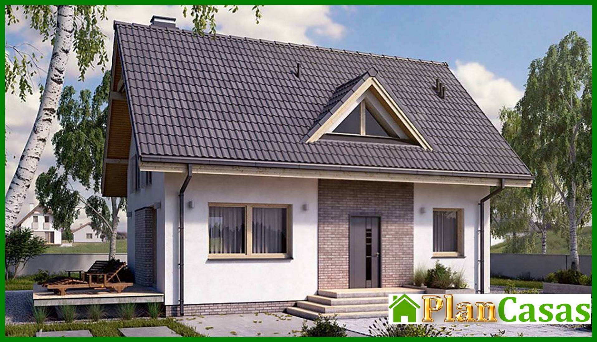 Galería de visualizaciones - Casa residencial con verandas abiertas bajo un techo a dos aguas