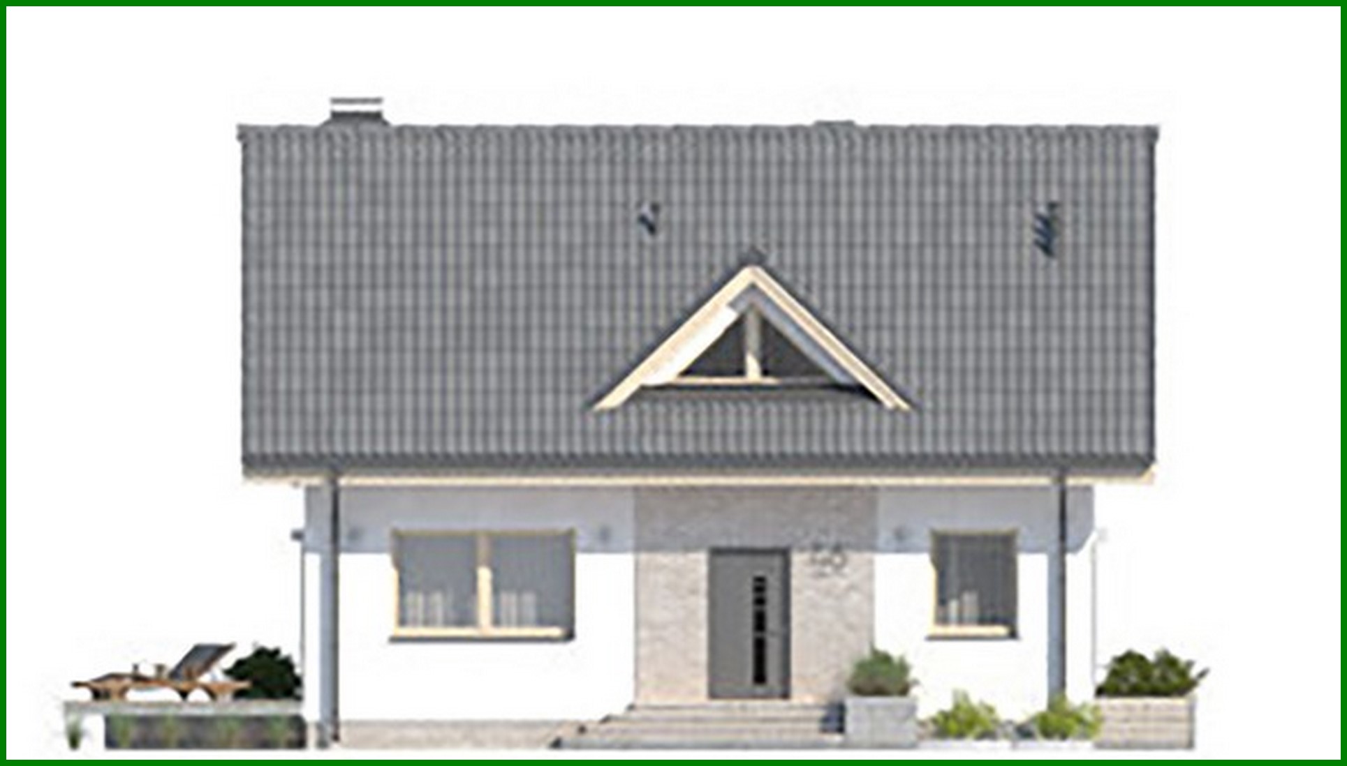 Galería de visualizaciones - Casa residencial con verandas abiertas bajo un techo a dos aguas