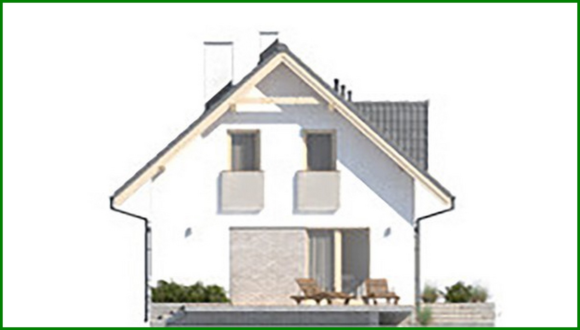 Galería de visualizaciones - Casa residencial con verandas abiertas bajo un techo a dos aguas