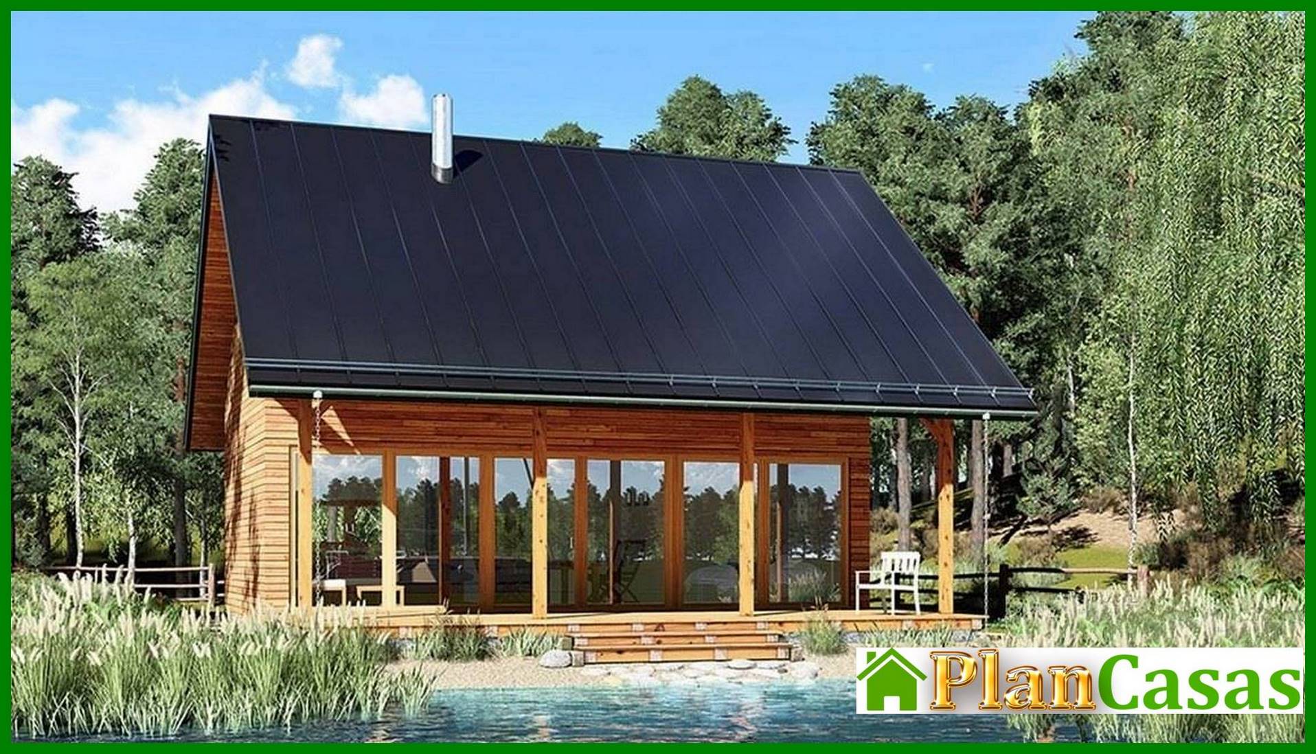 Galería de visualizaciones - Casa de campo decorada con madera