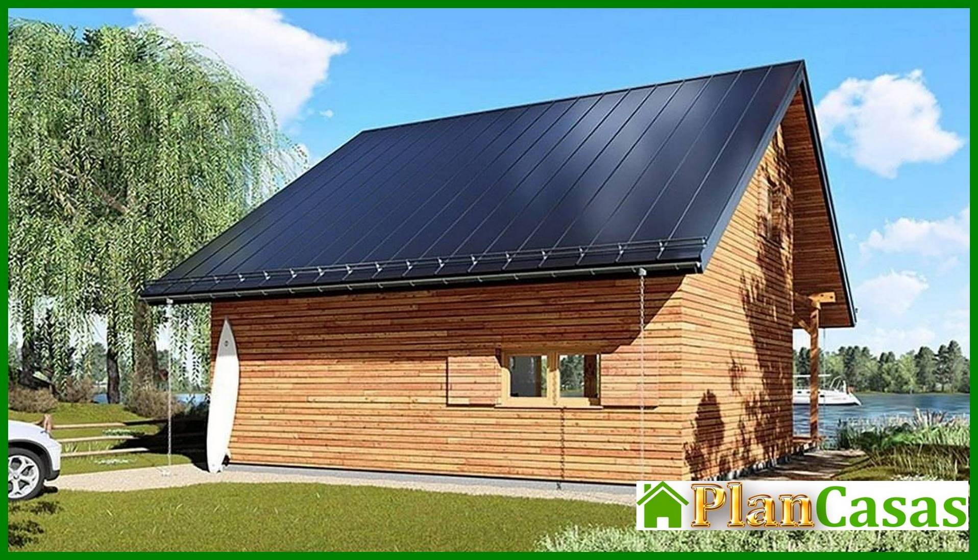 Galería de visualizaciones - Casa de campo decorada con madera