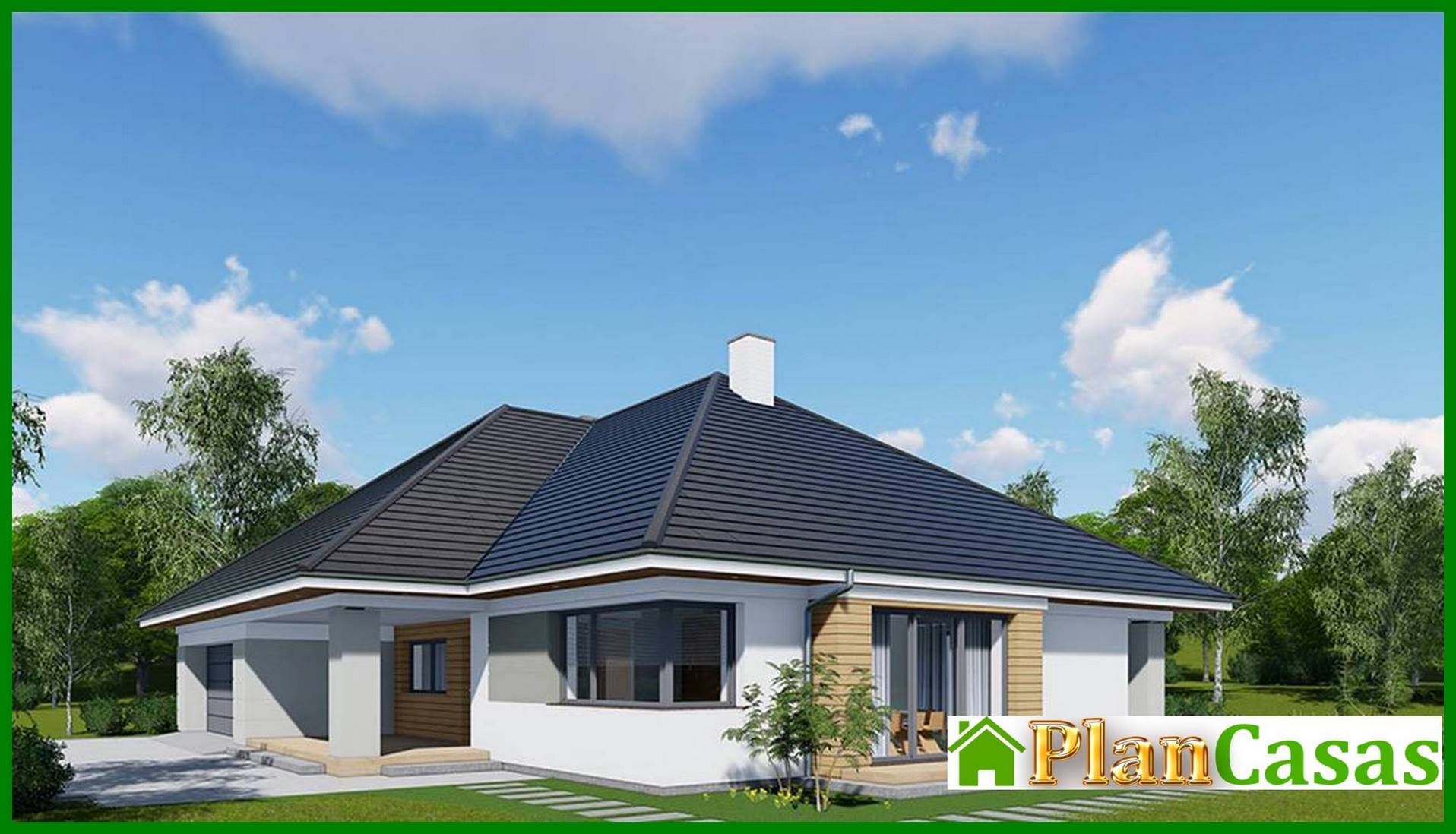 Visualization gallery - One-floor house project with four bedrooms and an office