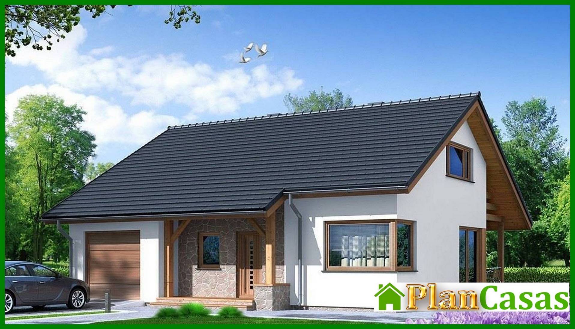 Galería de visualizaciones - Casa moderna con ático y garaje