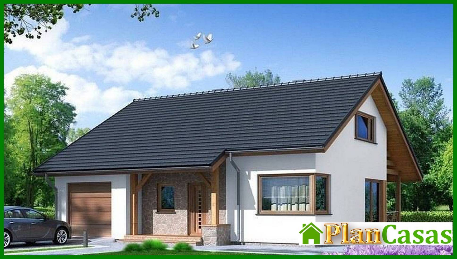 Galería de visualizaciones - Casa moderna con ático y garaje