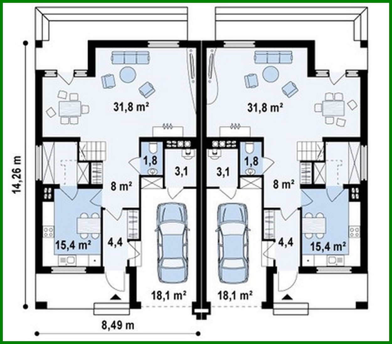 Visualization gallery - The project of an inexpensive cottage for two families