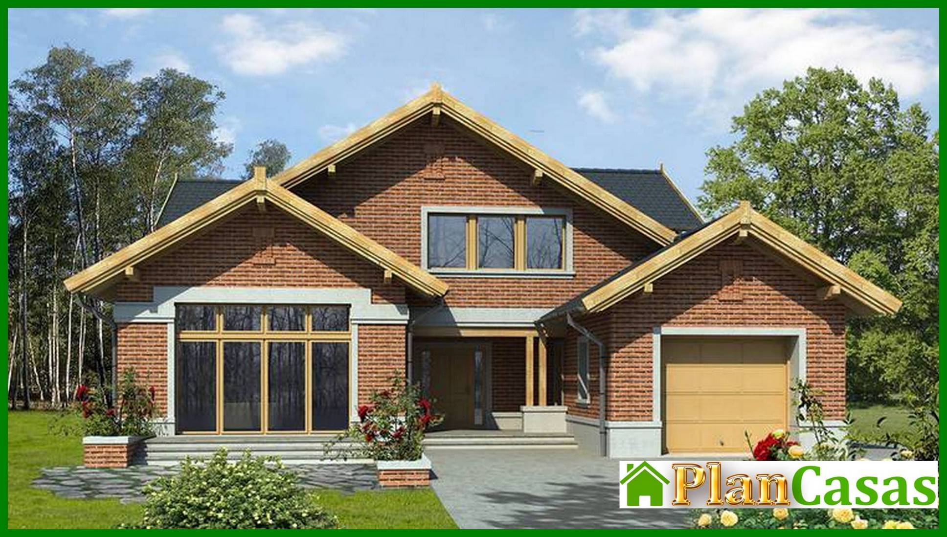 Two-story cottage with a living room and a garage