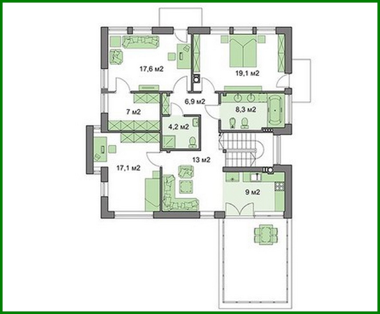 Galería de visualizaciones - Una casa elegante decorada con ladrillo y madera