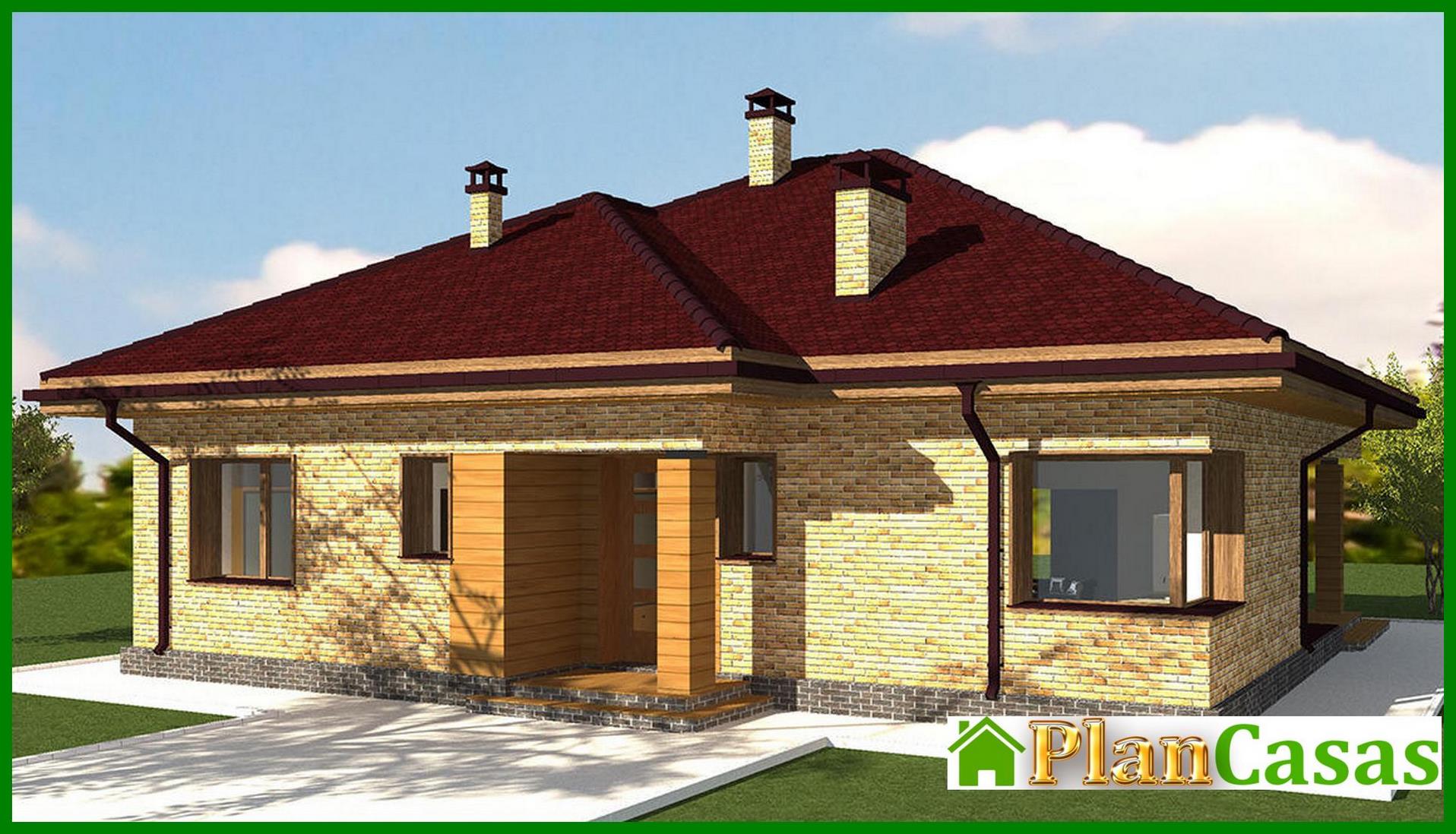 Visualization gallery - Project of a beautiful cottage decorated with bricks and two bedrooms, a large wardrobe