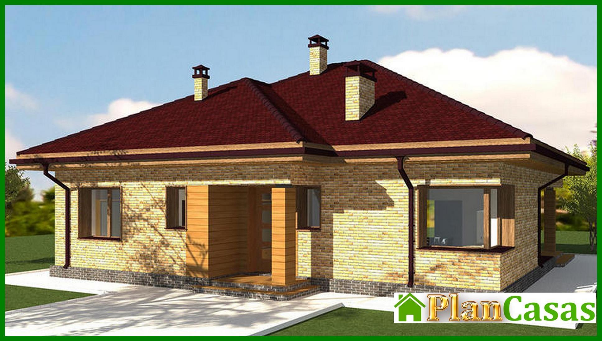 Visualization gallery - Project of a beautiful cottage decorated with bricks and two bedrooms, a large wardrobe