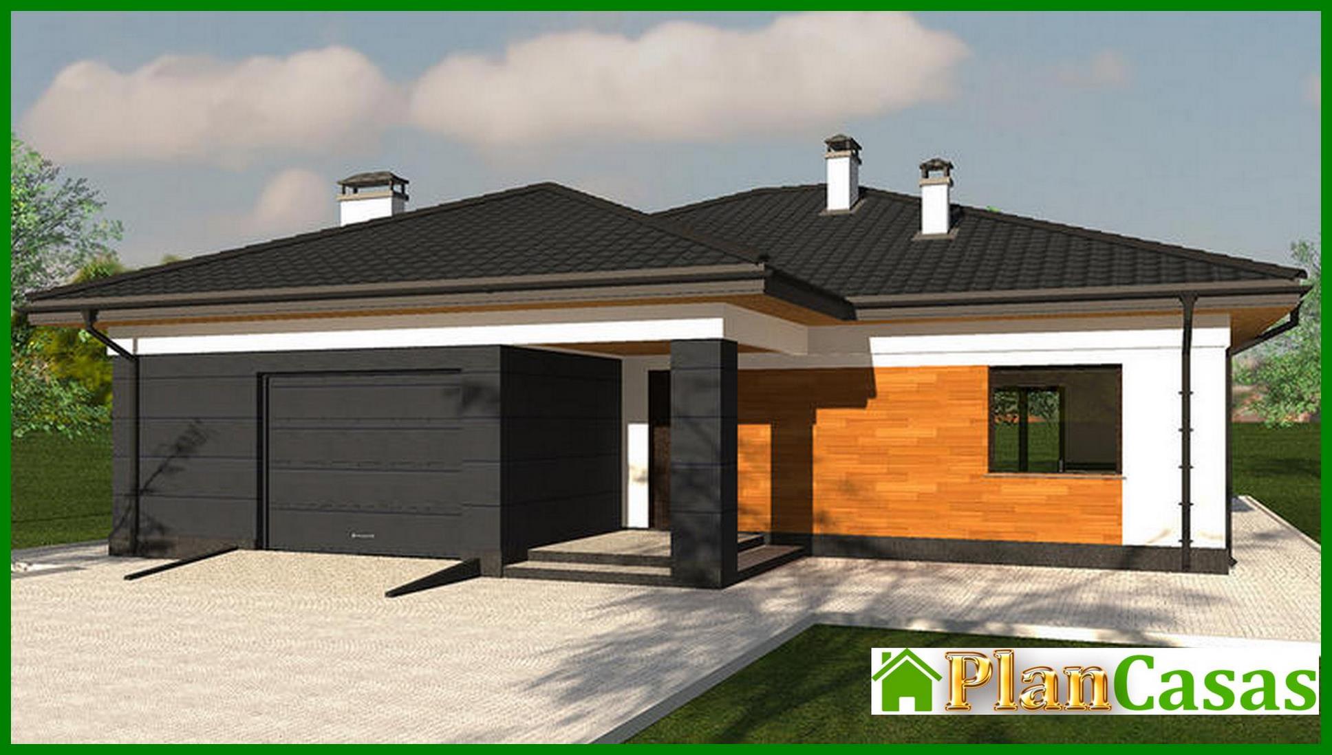 Project of a one-story residential building with a large terrace house plan