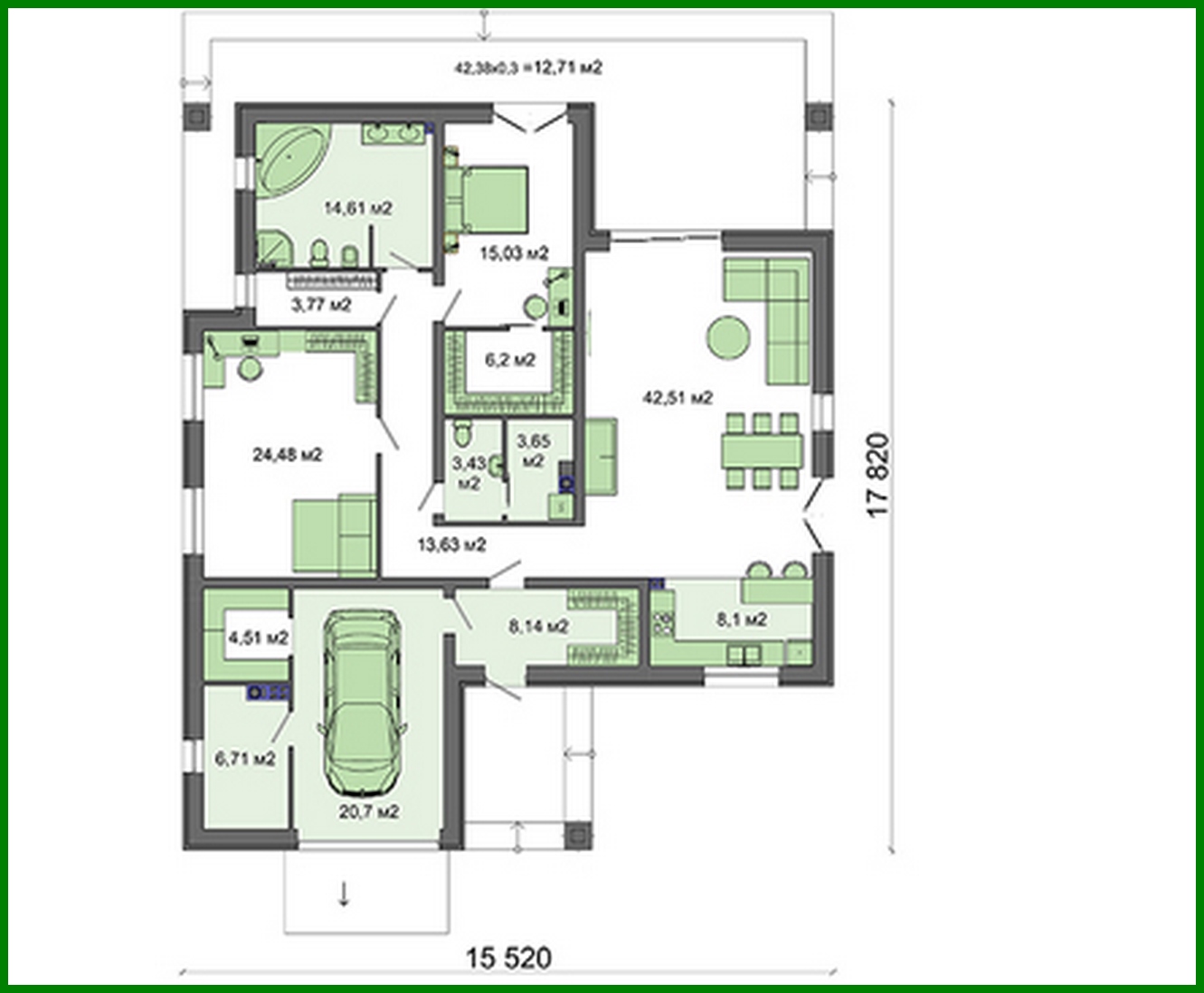 Galería de visualizaciones - Proyecto de edificio residencial de una planta con una gran terraza