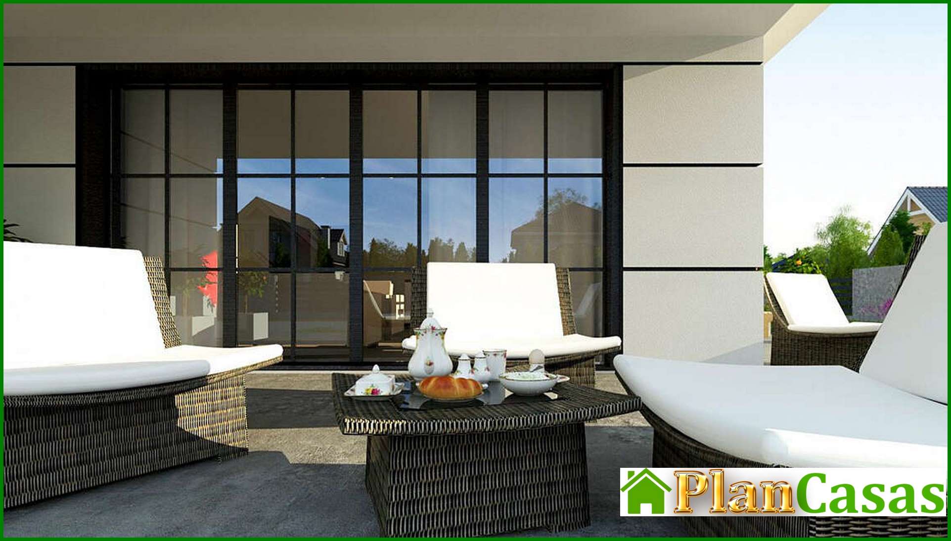 Visualization gallery - The project of a modern European house with a garage and two terraces with a total area of ​​164 square meters. 