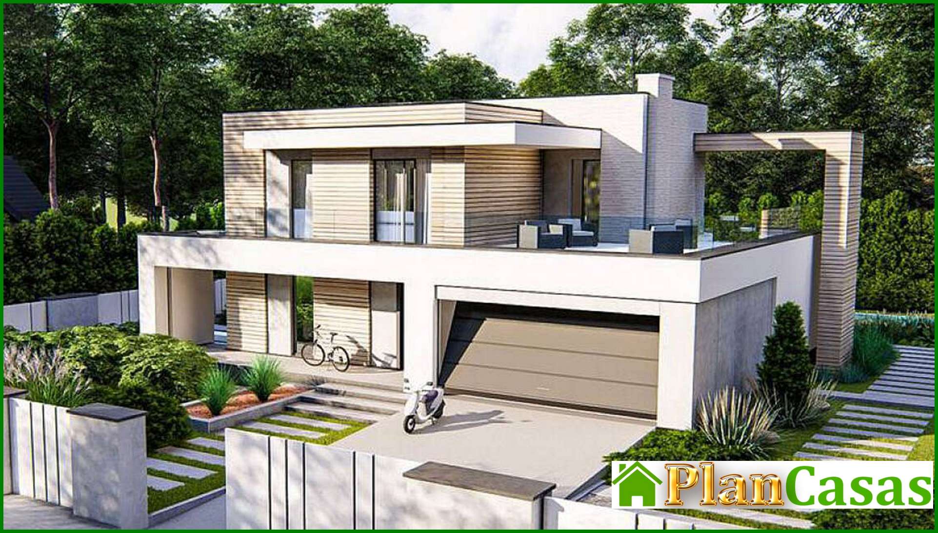 Galería de visualizaciones - Proyecto de una casa moderna de diseño original en estilo minimalista, con un área total de 224 m²