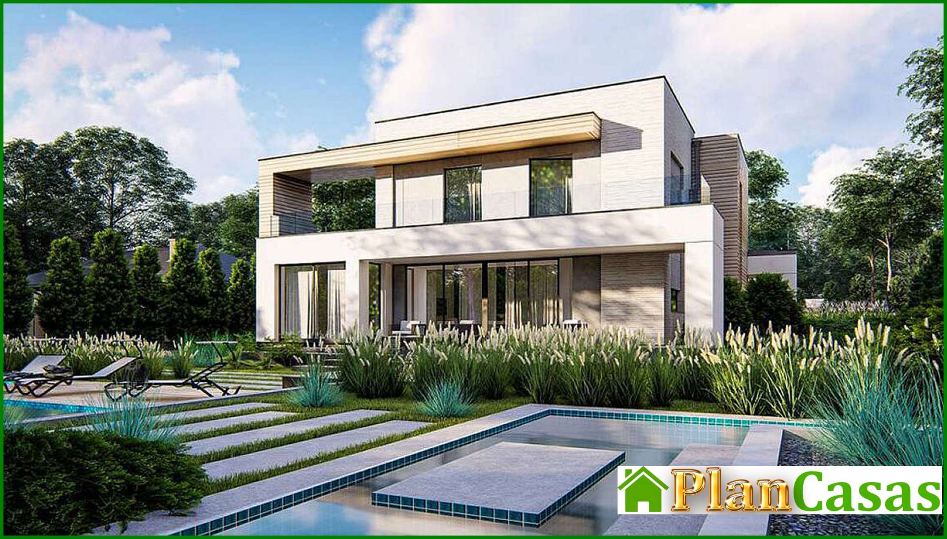 Galería de visualizaciones - Proyecto de una casa moderna de diseño original en estilo minimalista, con un área total de 224 m²