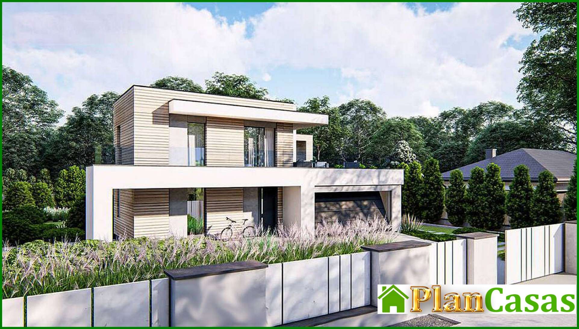 Galería de visualizaciones - Proyecto de una casa moderna de diseño original en estilo minimalista, con un área total de 224 m²