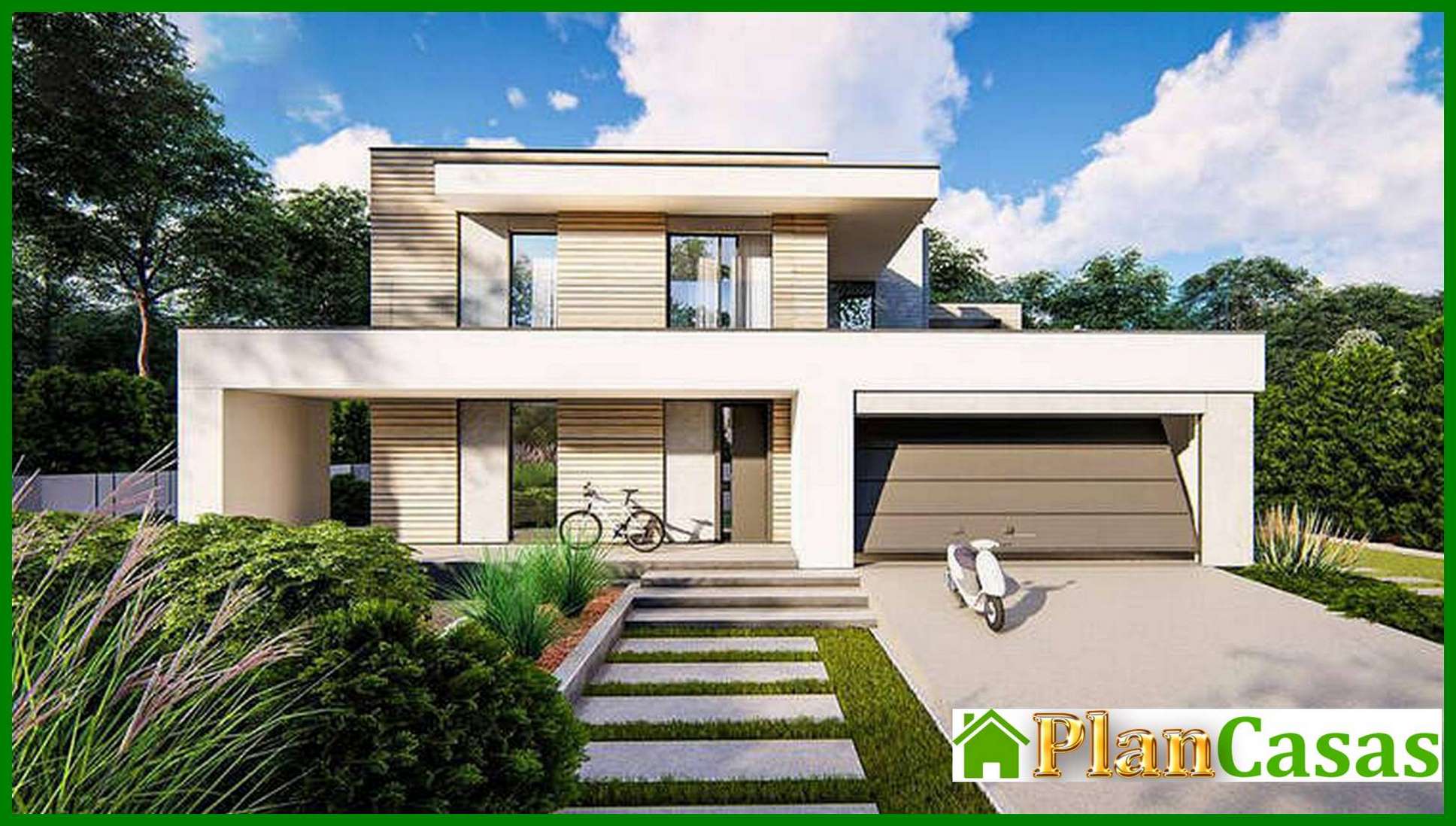 Galería de visualizaciones - Proyecto de una casa moderna de diseño original en estilo minimalista, con un área total de 224 m²