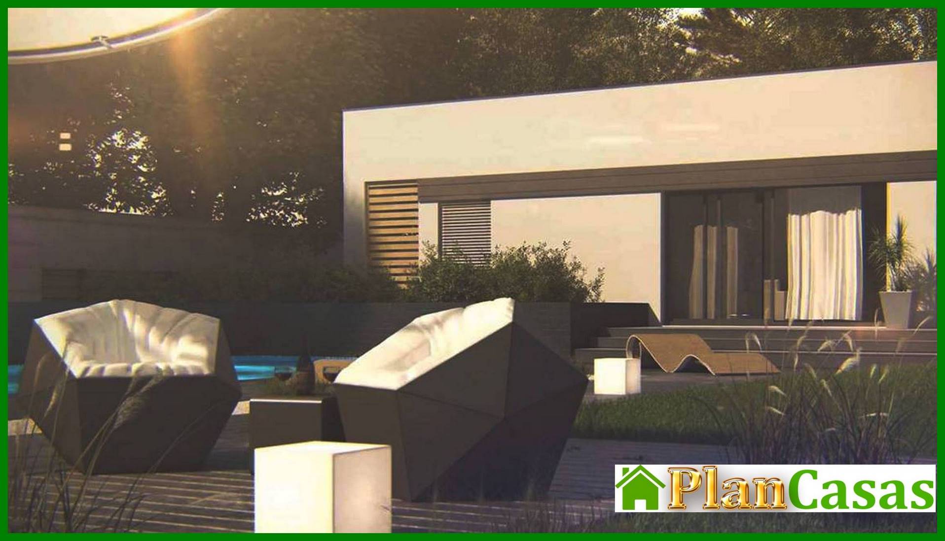 Galería de visualizaciones - Proyecto de casa de una planta, alta tecnología y estilo, con piscina y garaje para un coche