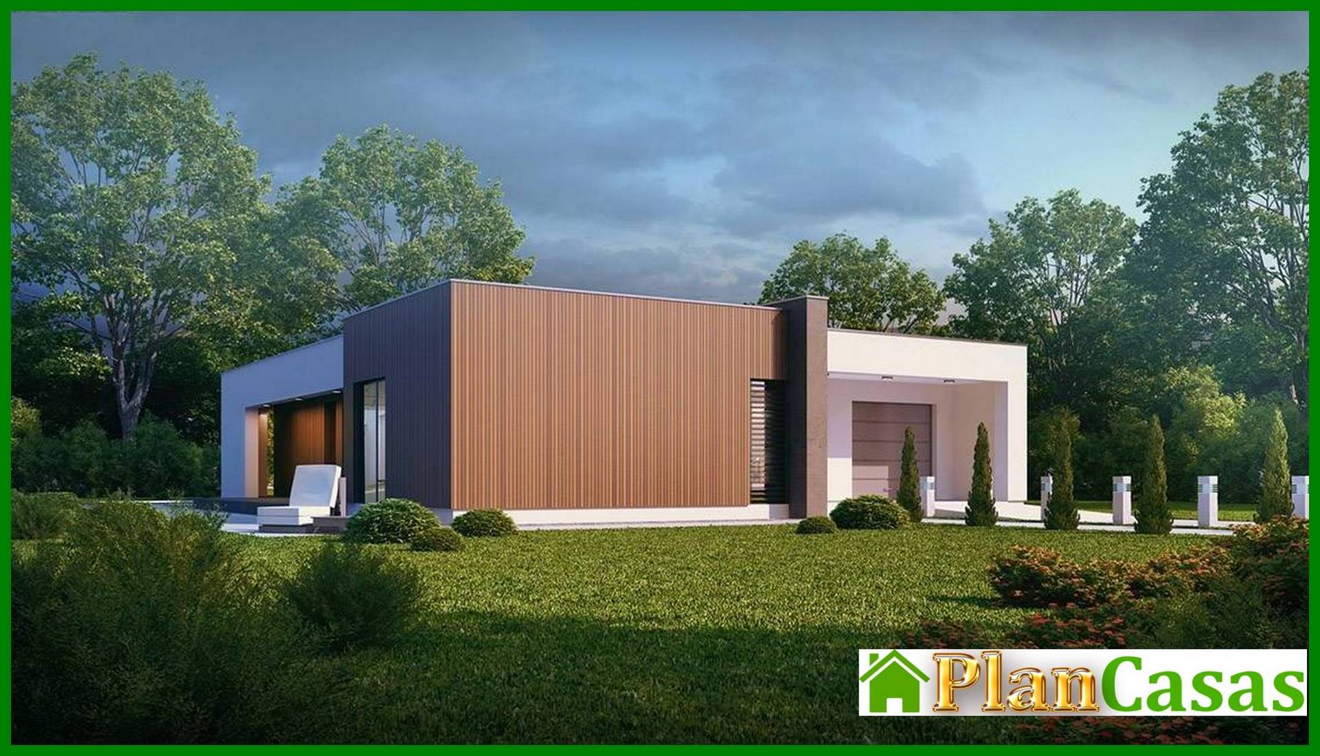 Galería de visualizaciones - Proyecto de una casa moderna de una planta con un interior a la moda