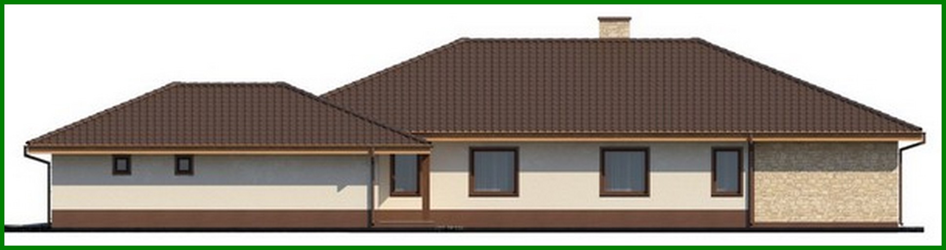 Galería de visualizaciones - Proyecto de casa de campo de una planta para un terreno estrecho con un gran garaje