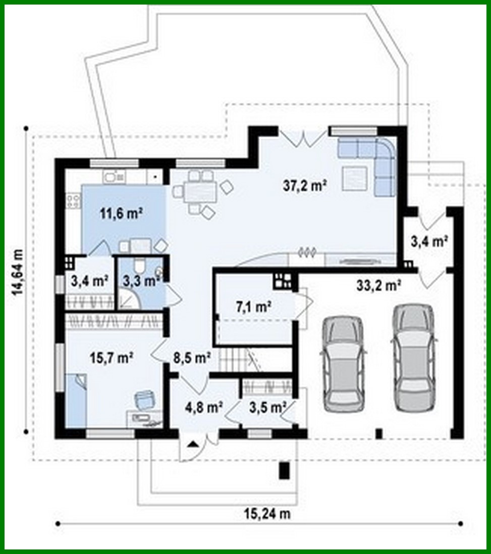 Galería de visualizaciones - Proyecto de una casa espaciosa con garaje para dos coches