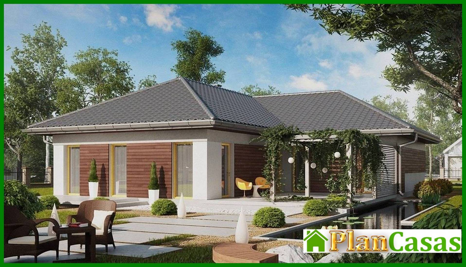 One-storey house project with a large terrace